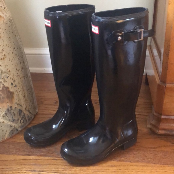 Hunter Glossy black tall boots 8 - Picture 2 of 8
